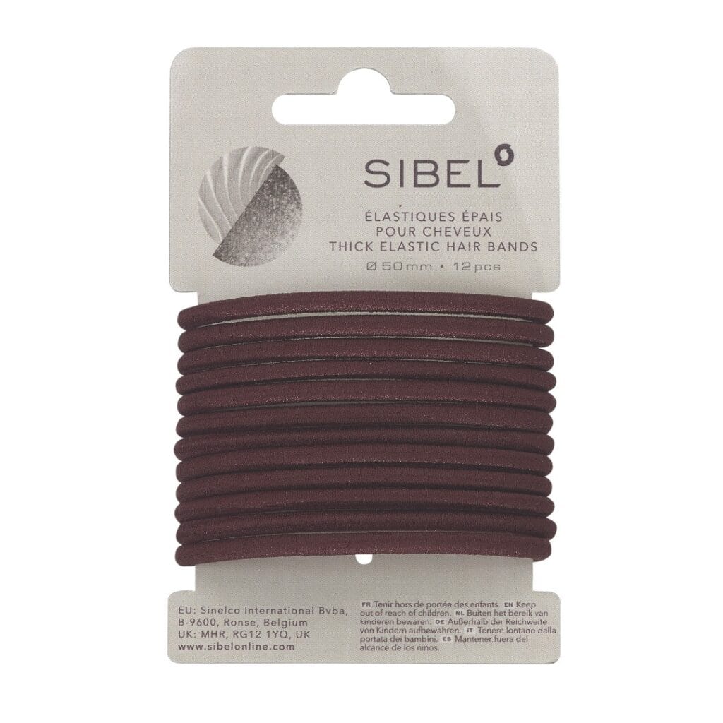 SIBEL Elastische Haarbandjes Bruin Dik 12st